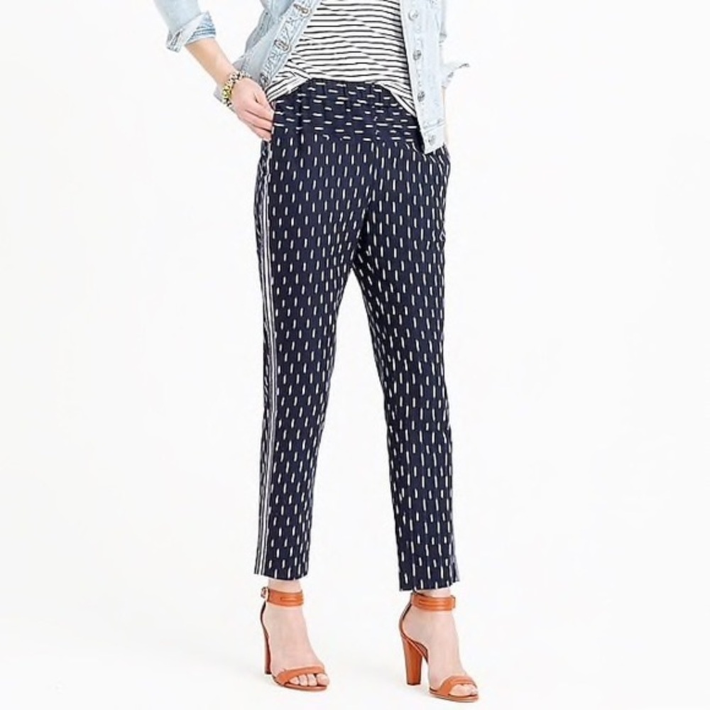 J. Crew Navy Ikat Print Cotton Pants